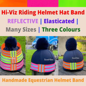 horse riding HELMET SAFETY BAND | Elasticated Hi Viz Fluorescent Reflective Hat Band