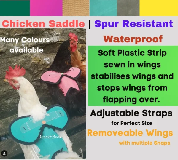 CHICKEN SADDLE | Chicken Apron | Hen protector | Waterproof Canvas | WINGS Back Protection | Poultry Mating | Bantam | Many Sizes | Cockerel - Image 6