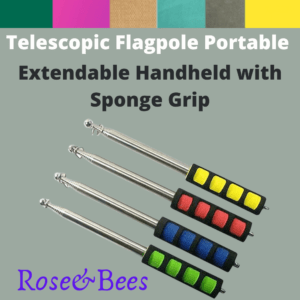 Telescopic Flagpole – Lightweight, Portable & Retractable | Stainless Steel Extendable Flag Pole with Foam Grip & Wrist Strap – Compact & Durable for Travel, Camping, Parades, & Outdoor Events | Available in Red, Yellow, Blue & Green