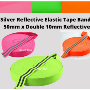 Fluorescent Elastic 50mm Double Reflective Hi Viz Strip Flo Pink Yellow Orange