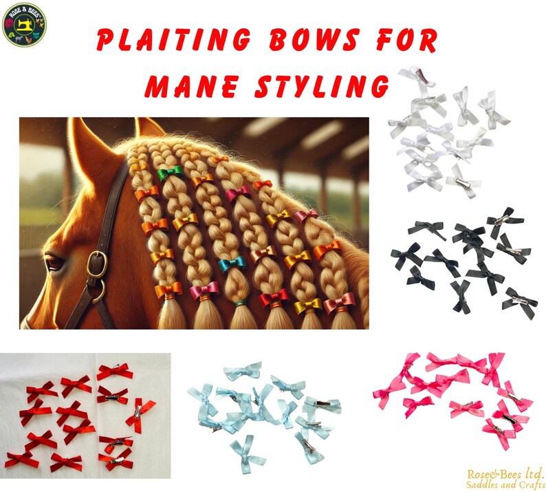 Pony Mane / Tail Bows | Set of 12 1.7β Horse Plaiting Band Bows Perfect for Grooming, Styling, & Adding Magic to Your Horse or Pony's Look! - Image 7