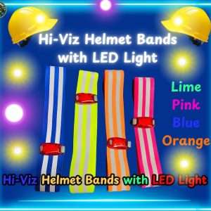 Hi-Viz Reflective Riding Hat Band with LED Light | Helmet Band | Orange, Lime, Yellow, Pink, Blue | Equestrian Safety Horse Riders Outdoor