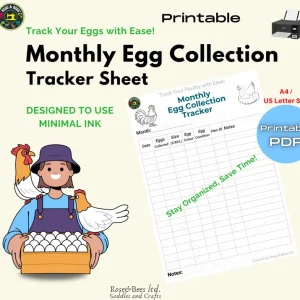 Monthly Chicken Egg Collection Log Tracker | Instant Download | A4 US Letter Printable PDF| Monthly Egg Production Records | Egg Log