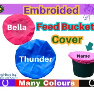 Personalised Embroidered Feed Bucket Covers | Custom Feed Bowl Cover | Feed Bucket Cover | Pink Feed Cover | Blue Feed Cover | Equestrian