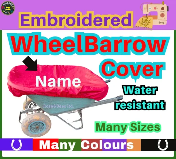 Wheelbarrow Cover | 3 Sizes | Garden Barrow Cover | Rain Cover for WheelBarrow | Water Resistant, Embroidered Personalised | Equestrian Aid
